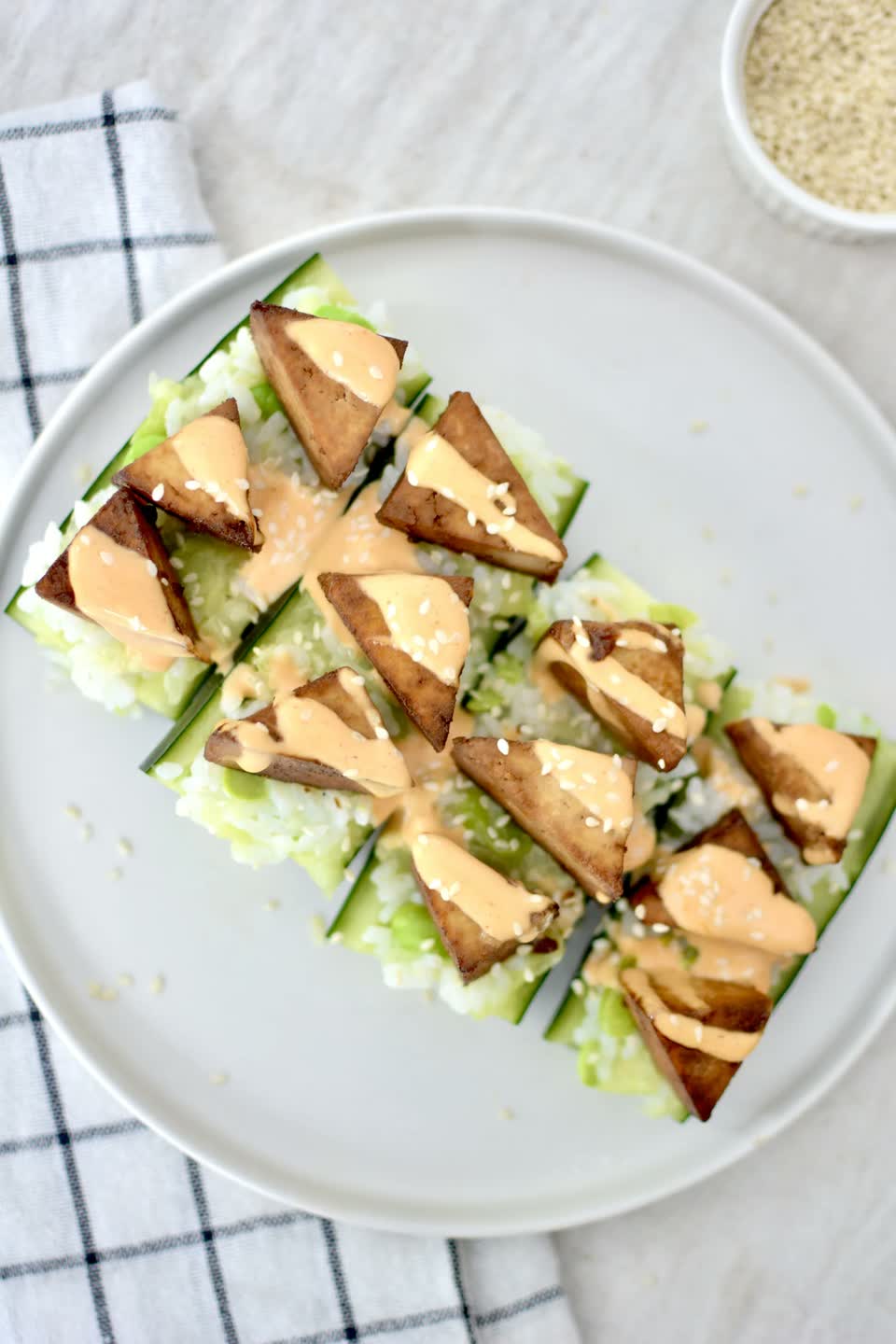 Asian Tofu Cucumber Boats
