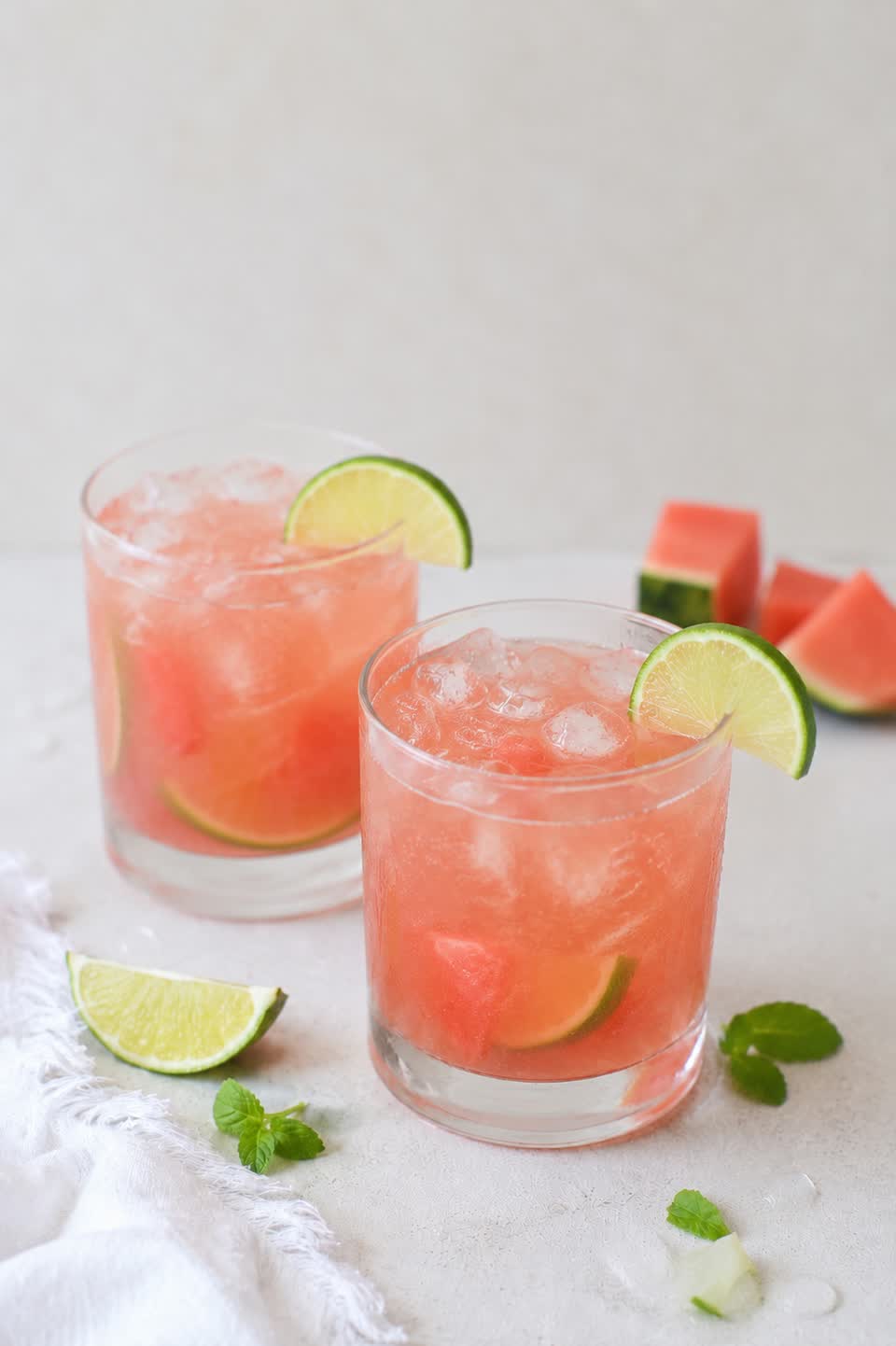 Refreshing Watermelon Lime Mint Drink