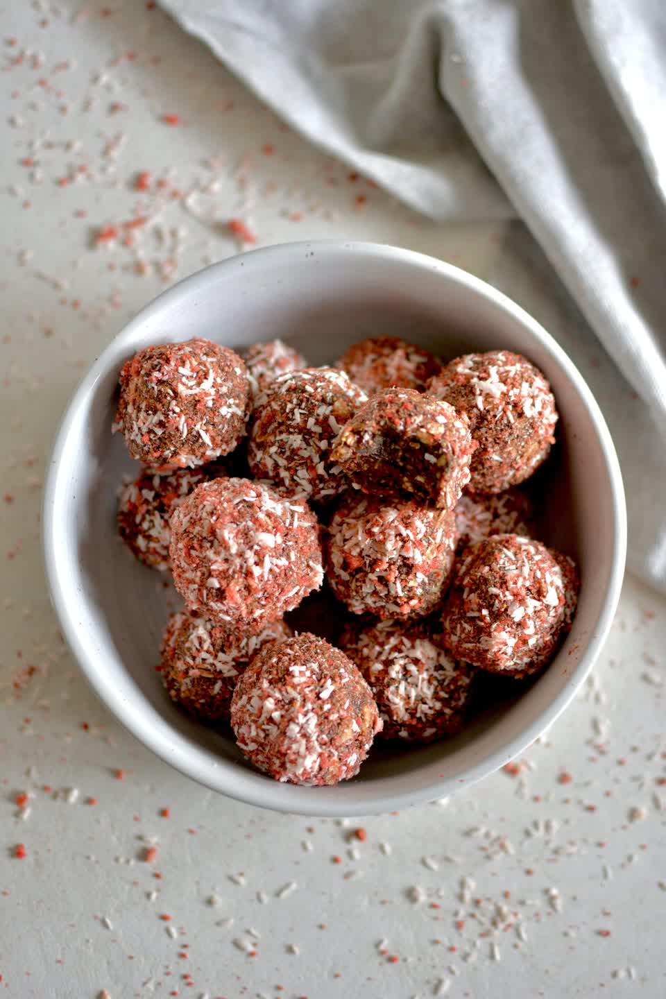 Chocolate Strawberry Protein Energy Balls