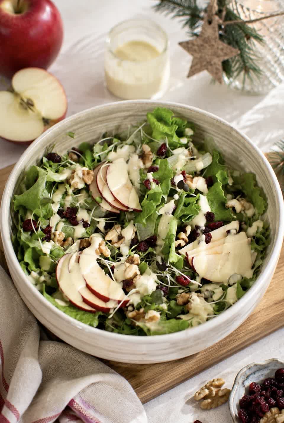 Festive Side Salad with Tahini-Dijon Dressing
