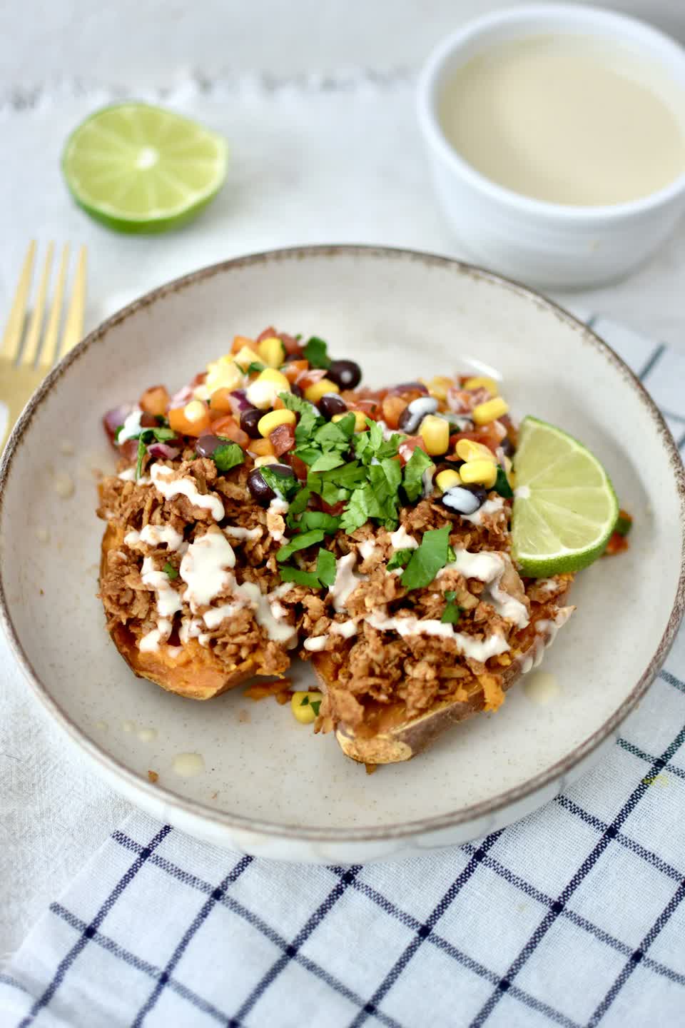 Tex-Mex Tempeh Stuffed Sweet Potatoes