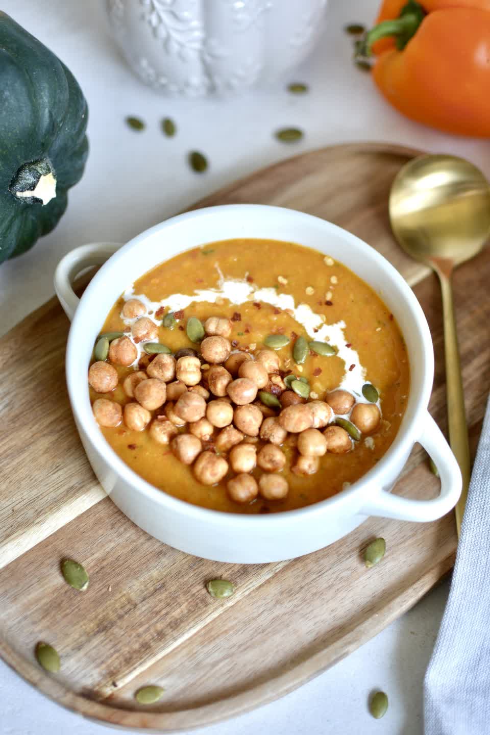 Protein Butternut Squash and Red Pepper Soup