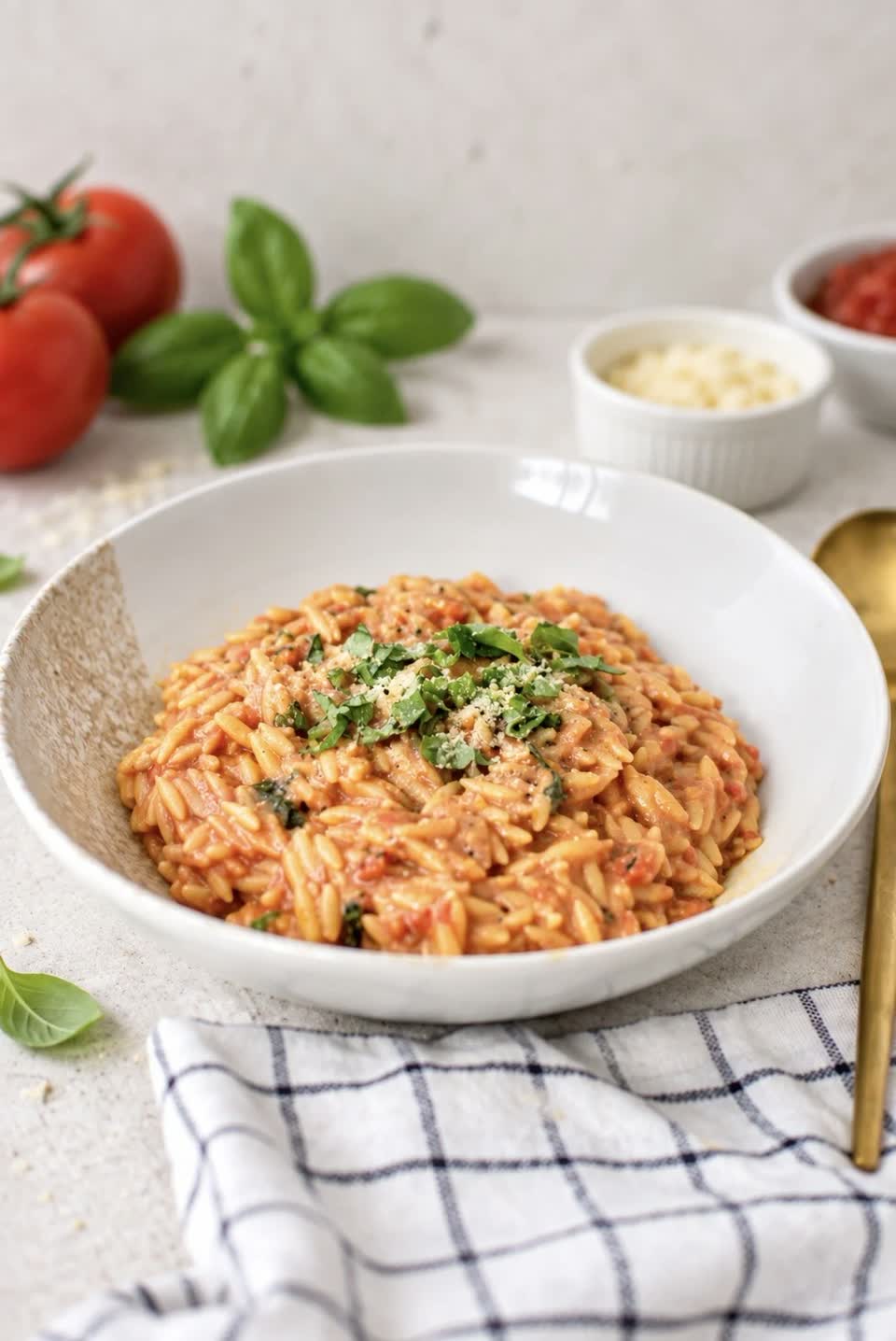 Creamy Tomato Basil Orzo Risotto