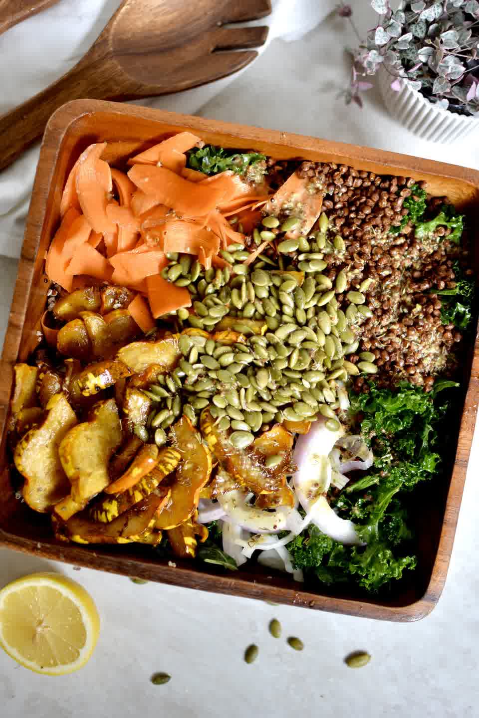 Quinoa, Lentil and Maple-Roasted Squash Salad