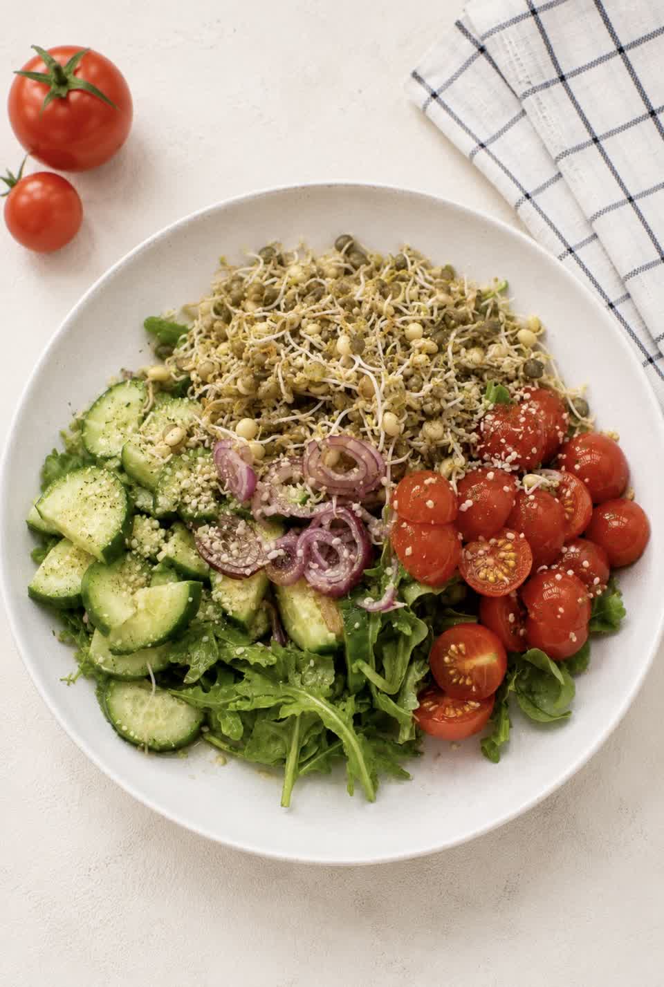 Green Salad with Sprouted Lentils