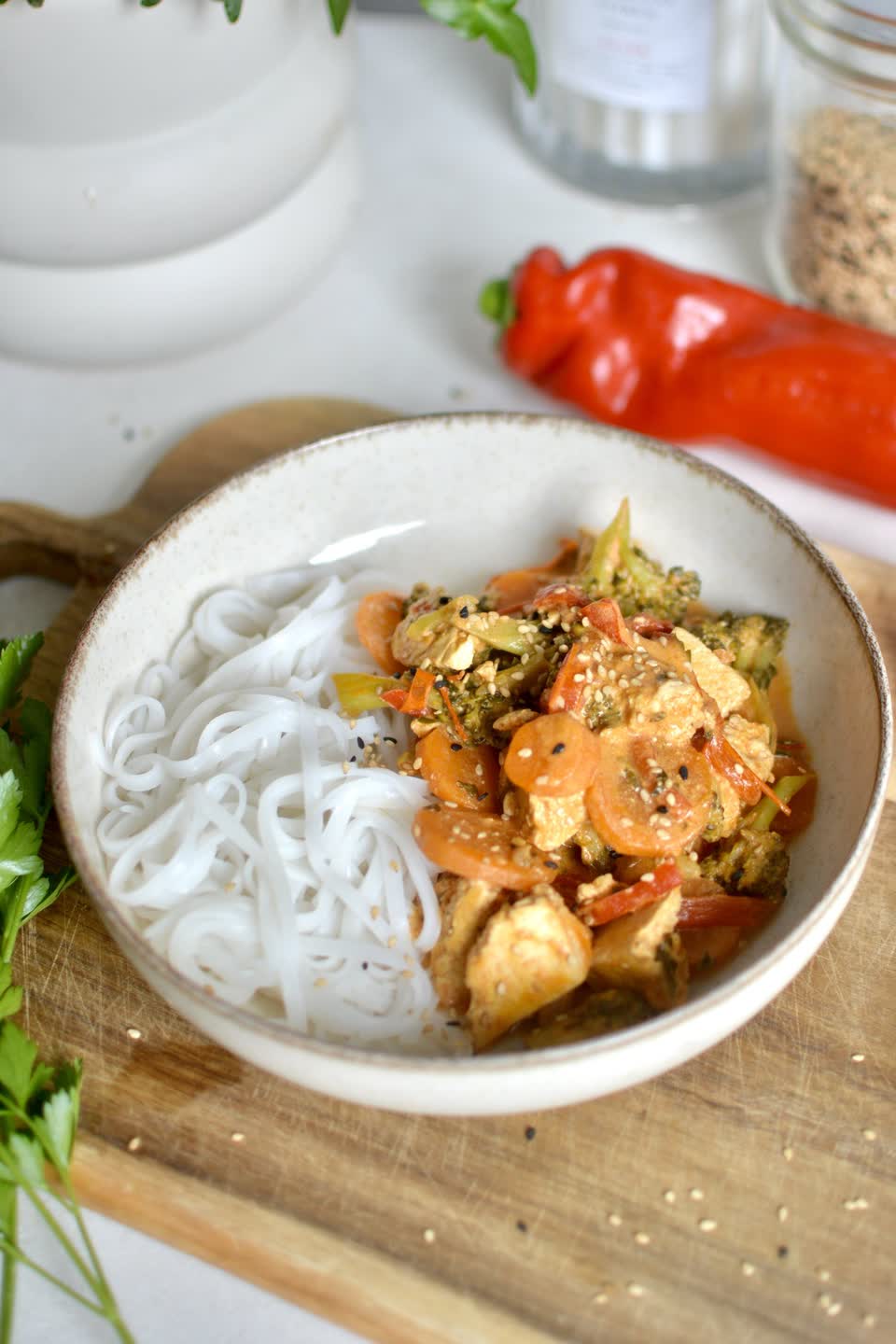 Red Curry Coconut Milk Tofu Stir-Fry