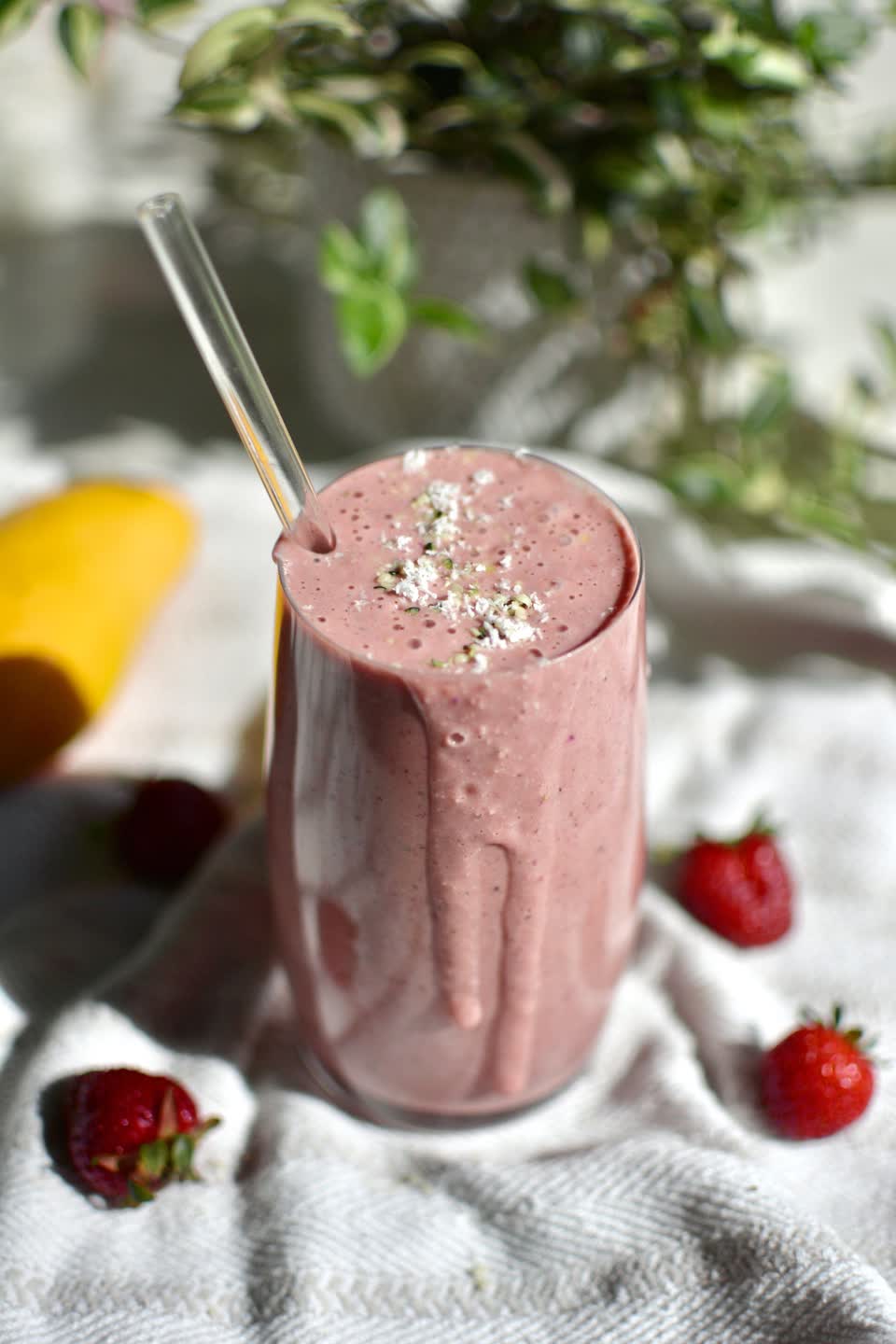 Smoothie probiotique fraise-mangue