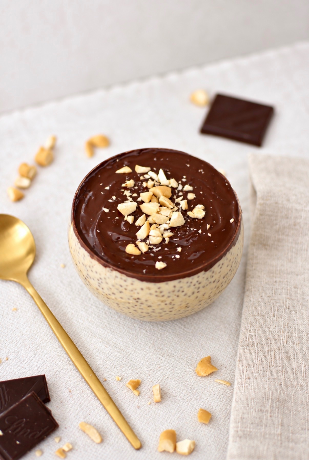 Chocolate Peanut Protein Chia Pudding